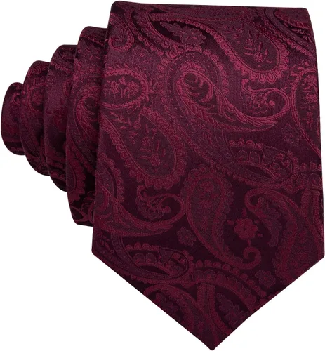 Vista 102 de Barry.Wang - Juego de corbata de seda para hombre, diseño de cachemira, pañuelo y gemelos de bolsillo