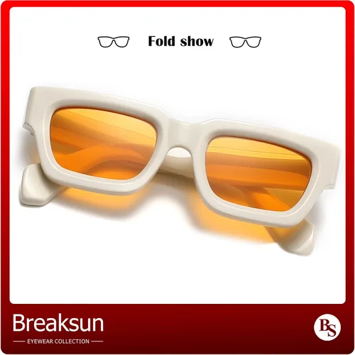 Vista 5 de Breaksun Gafas de sol rectangulares gruesas para mujeres y hombres, lentes de sol cuadrados gruesos de los años 90, lentes de sol de cara pequeña