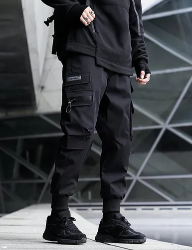 Vista 2 de DIOTSR Pantalones deportivos para hombre, pantalones de hip hop, pantalones punk, pantalones de pista Harem, ropa urbana Techwear, pantalones