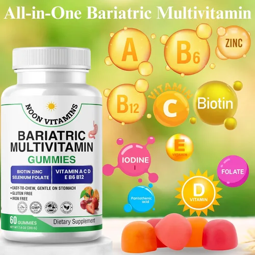 Vista 4 de Gomitas multivitamínicas bariátricas Alta potencia sin hierro con B12 metilado y folato Apoyo nutricional diario para estilo de vida bariátrico