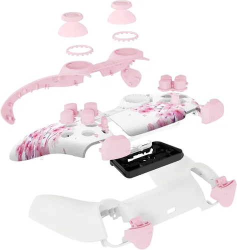 Vista 6 de eXtremeRate Cherry Blossom Whisper Full Set Shell with Buttons Touchpad Cover, Custom Replacement Decorative Trim Shell Front Back Plates Compatible