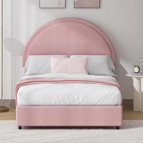 Vista 16 de Base de cama REVOMINCA tamaño Queen, base de cama tapizada de plataforma con cabecero, cama de plataforma suave con esquinas redondas, no se Dgery