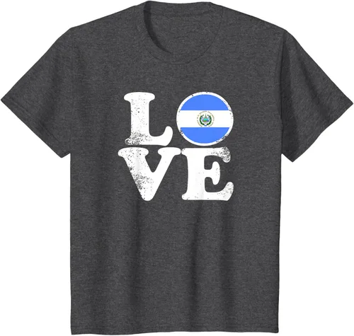 Vista 38 de Love El Salvador Flag tShirt Home Pride Distressed Tee T-Shirt