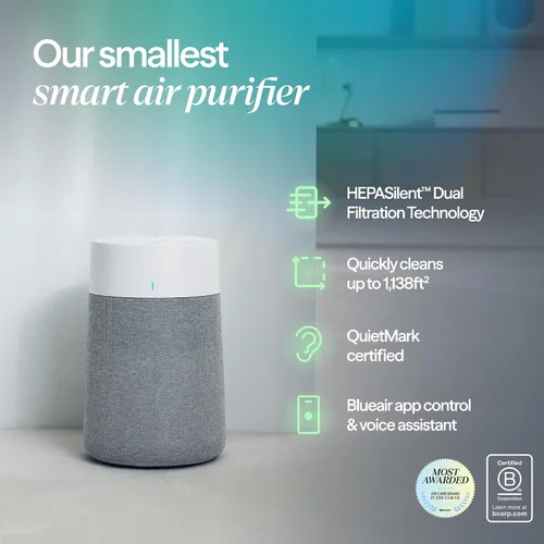 Vista 2 de BLUEAIR Purificadores de aire para el dormitorio del hogar y el dormitorio Blanco/Pizarra