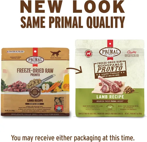 Vista 2 de Primal - Alimento liofilizado para perros, Pronto Mini Nuggets, cordero; tomar y servir, comida completa y equilibrada; también se puede utilizar