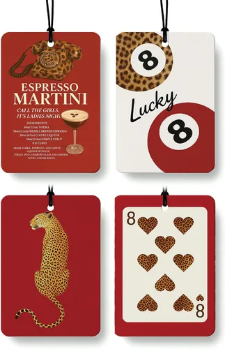 Vista 9 de Dark Coquette - Ambientador femenino para automóvil, 4 piezas, retro negro Lucky 8 Ball Cheetah colgante ambientador para autos, armario, cajón
