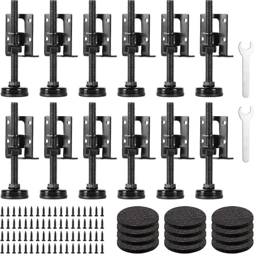 Vista 8 de Paquete de 4 patas niveladoras ajustables resistentes – niveladores de muebles para banco de trabajo, mesa, armario, armario