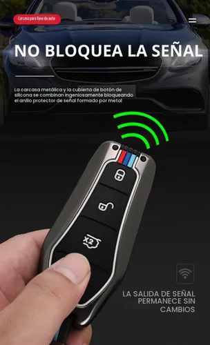 Vista 4 de Funda para llavero de aleación de zinc con llavero para BYD Han Ev Tang Dm 4 botones Funda protectora para llave de coche Un llavero-Negro
