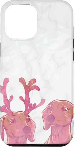 Vista 6 de iPhone 14 Rosa Dachshund Deer Astler Cute Animal Dog Lovers Estuche de regalo