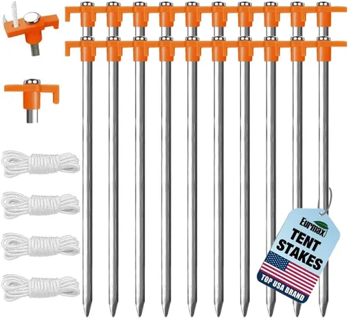 Vista 16 de Eurmax Paquete de 6 anclajes de acero inoxidable de 16 pulgadas para vientos fuertes, estacas galvanizadas de 1/2 pulgada, anclajes de tierra