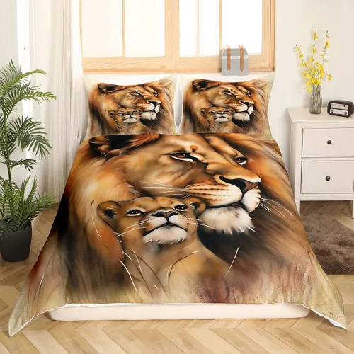 Vista 16 de Erosebridal Funda de edredón de leopardo, guepardo, funda de edredón de animales de sabana africana, juego de ropa de cama con estampado de leopardo