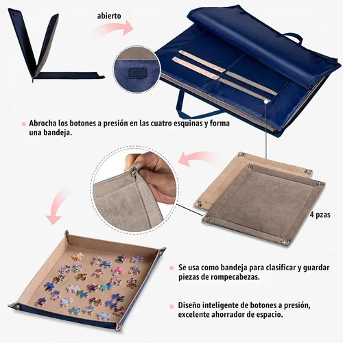Vista 3 de Lavievert Tablero de rompecabezas de 1000 piezas con funda acolchada, funda portátil con 4 bandejas de clasificación y tabla desmontable