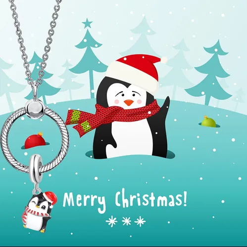 Vista 6 de QeenseKc Muñeco de nieve de Navidad, elfo, ciervo, dulce pan de jengibre, abalorio de invierno para pulsera Pandora