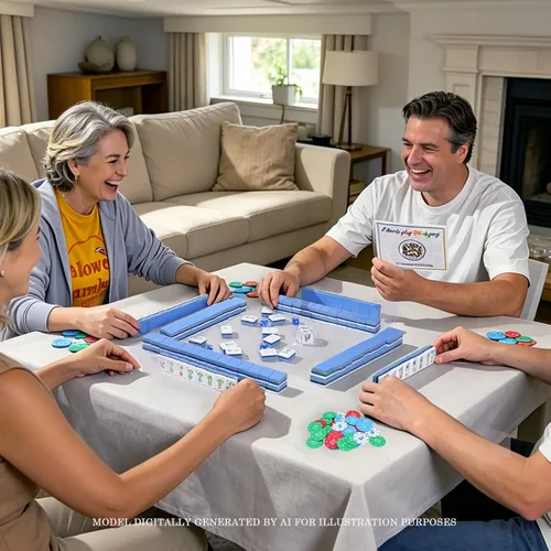 Vista 6 de Juego de azulejos Mahjong americanos de 1.2 pulgadas, 4 capas