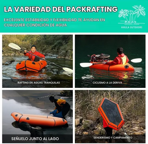 Vista 6 de Inflatable Lightweight TPU PackRaft Eco-Friendly White Water Rafting Micro Inflatable Kayak Canoe Carry Bag Included