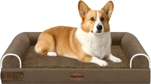 Vista 17 de NANUYA - Cama ortopédica para perros de tamaño mediano/grande, lavable: Camas con almohada para perros de tamaño mediano/grande, sofá de espuma