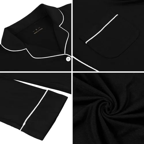 Vista 112 de Samring Camisón de pijama para mujer, manga corta/larga, con botones, camisón para dormir, camisón para novio, talla XXL