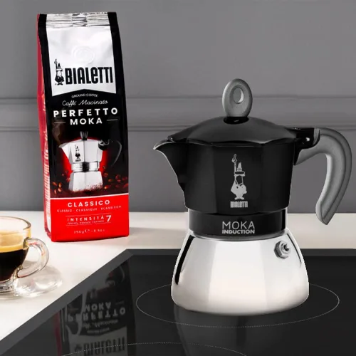 Vista 3 de Bialetti – Moka Induction, cafetera Moka, apta para todo tipo de parrillas, 2 tazas de espresso (80 ml), 90 mililitros, negro