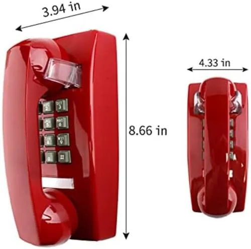 Vista 6 de Teléfono de pared de emergencia de grado industrial con marcador de línea directa preprogramado para marcado automático 911 (fuera de gancho) - rojo