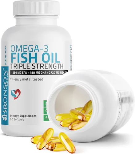 Vista 4 de Bronson Aceite de pescado Omega 3 de triple fuerza 2720 mg, alto contenido en EPA 1250 mg DHA 488 mg, sin OMG, probado para metales pesados, 90