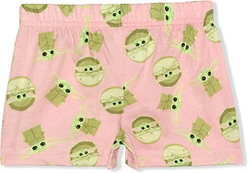 Vista 3 de STAR WARS Baby Yoda - Conjunto de camiseta y pantalón corto para bebé y niño pequeño, color rosabeige, Beige claro