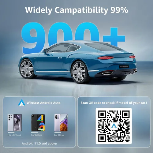 Vista 3 de Ayake Adaptador inalámbrico Android Auto, Edición Mini más pequeña, Convierte Android Auto con cable a inalámbrico, Adaptador Plug & Play, Diseño
