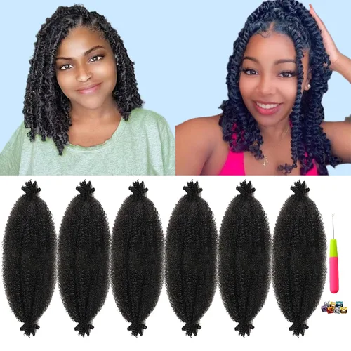 Vista 18 de Cabello para trenzar de 10 pulgadas para locs suaves sintéticos, trenzas de ganchillo Passion Spring Cuban Twist Hair Butterfly Loc Marley Twist