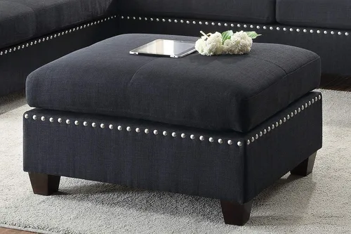 Vista 2 de Poundex bobkona viola Set de sofás con otomano en negro linen-like polyfabric mano izquierda o derecha chaise