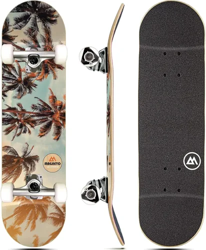 Vista 21 de Magneto Complete Skateboard 6-Layer Canadian Maple Double Kick Concave Deck Beginners, and Teens Astronaut
