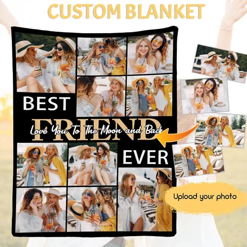 Vista 2 de Envío al día siguiente, regalos de cumpleaños para mejores amigas, manta personalizada con fotos, regalos de manta para mejores amigas y BFF, regalo