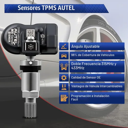 Vista 2 de Autel Sensor TPMS, sensor TPMS, sensor de presión de neumáticos, 1 sensor de 315 MHz + 433 MHz, sensor de reemplazo de neumáticos de doble