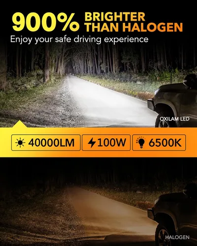 Vista 3 de OXILAM M5S H7 - Bombillas LED de 40000 lúmenes 900 % de brillo, luz blanca fría 6500 K, tamaño 1:1, no requiere adaptador, repuesto de luz