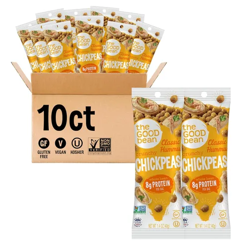 Vista 9 de The Good Bean Garbanzos crujientes – Sweet Sriracha – (paquete de 10) paquete de 1.4 onzas – Frijoles de garbanzos tostados – Snack vegano con buena