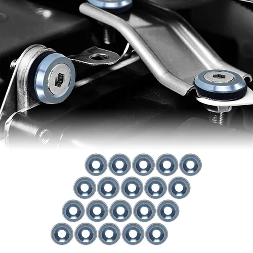 Vista 7 de JDM - Kit de pernos de aluminio para parachoques de parachoques, 20 juegos, M6 x 0.787 in para bahía de motor (negro) 20-set · engine bay dress-up