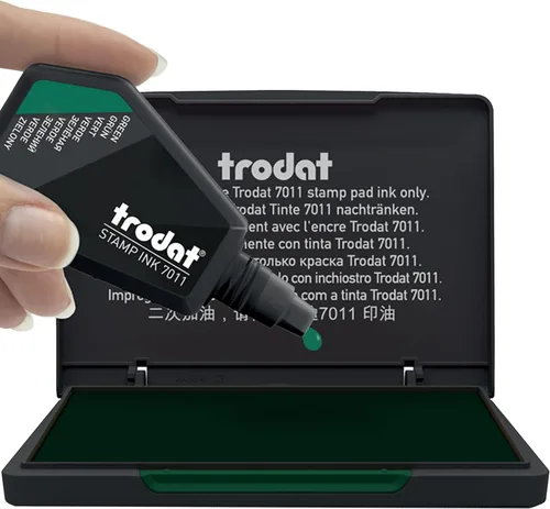 Vista 5 de Trodat Botella de tinta verde - 0.9 fl oz - Tinta de repuesto para almohadillas de tinta de sello de mano