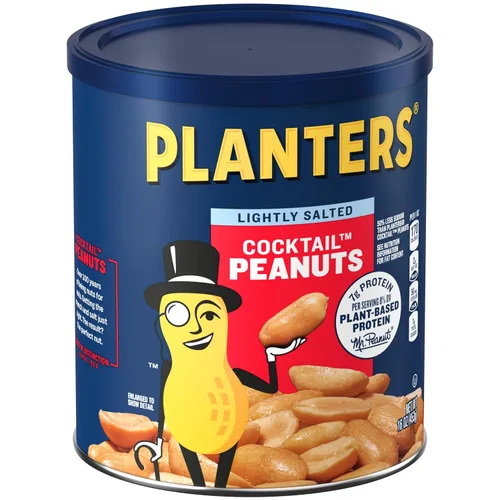 Vista 5 de PLANTERS Cacahuetes tostados secos, proteína a base de plantas, ligeramente salado, aperitivo de maní, tarro de 16 onzas