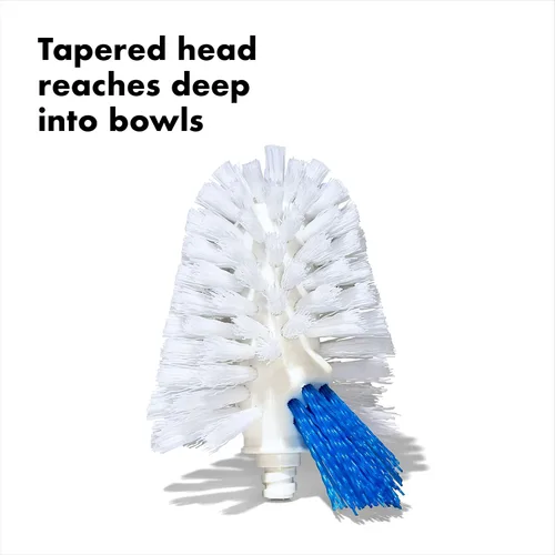 Vista 3 de OXO Good Grips - Escobilla de inodoro con cabezal de repuesto para limpiador de llantas, blanco, mango de plástico, 10 pulgadas