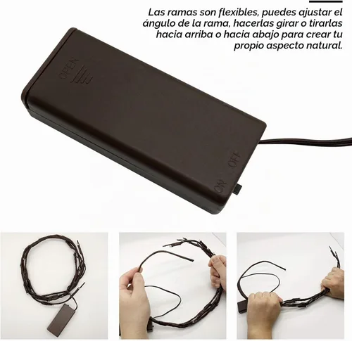 Vista 7 de Luz LED de rama que funciona con pilas, ramas iluminadas, jarrón, ramita de sauce iluminada, 30 pulgadas, 20 LED para decoración de Navidad, hogar
