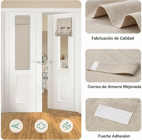 Vista 5 de HOMEIDEAS Cortinas opacas de lino con luz lateral para puerta delantera, cortinas de ventana de puerta lateral, ventana pequeña, decoración moderna