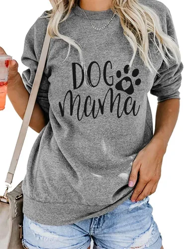 Vista 2 de ALLTB Sudadera para mamá de perro para mujer camiseta de perro y mamá suéter de manga larga con estampado de letras