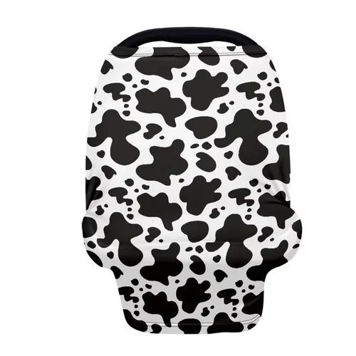 Vista 17 de Forchrinse Black and White Cow Print Nursing Cover Breastfeeding Scarf Soft Car Seat Cover for Babies Girls Infant Carseat Multi-Use Cover