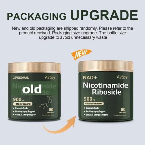Vista 8 de Airboy Suplemento NAD+, ribósido liposomal de nicotinamida 900 mg con resveratrol y quercetina, alternativa al suplemento NMN, probado por terceros