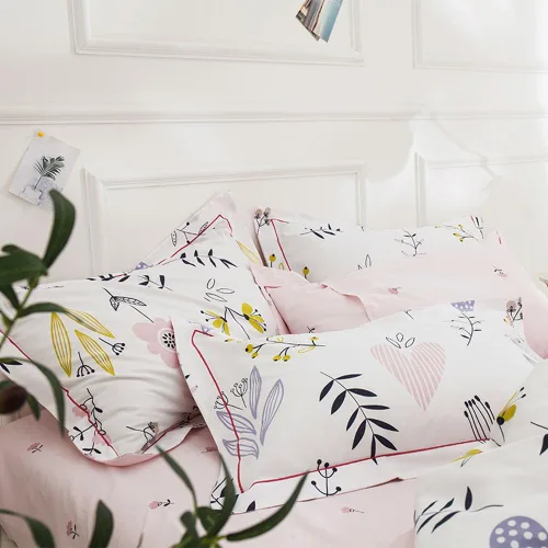 Vista 7 de HIGHBUY Juego de 2 fundas de almohada decorativas 100% algodón con estampado floral para niños y niñas (2 piezas, 20 x 26 pulgadas), cierre de sobre