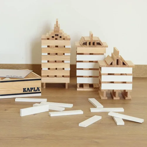 Vista 5 de KAPLA 40 cuadrados blancos - Juego de construcción de madera 40 tablones de construcción de color blanco