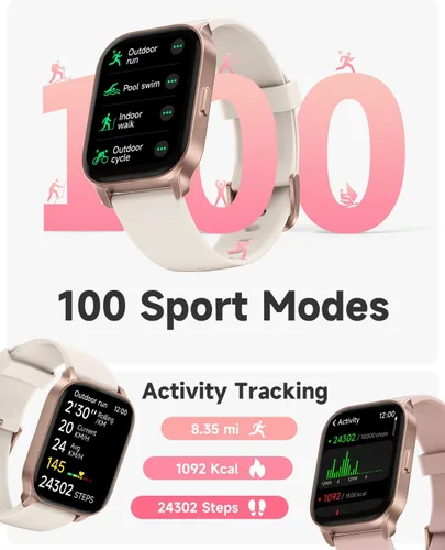 Vista 5 de TOOBUR - Reloj inteligente para mujer, compatible con teléfonos Android y iOS, responder/realizar llamadas, reloj de seguimiento de actividad