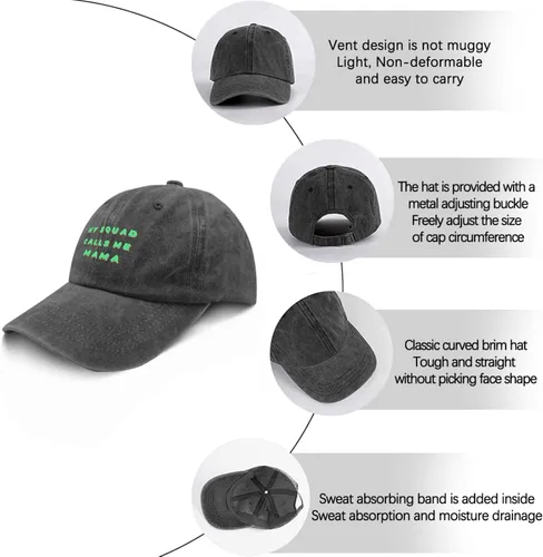 Vista 6 de Mens Baseball Cap Sunflower Funny Cap for Women's Ball Hat Adjustable My Squad Calls me Mama Lids Hat