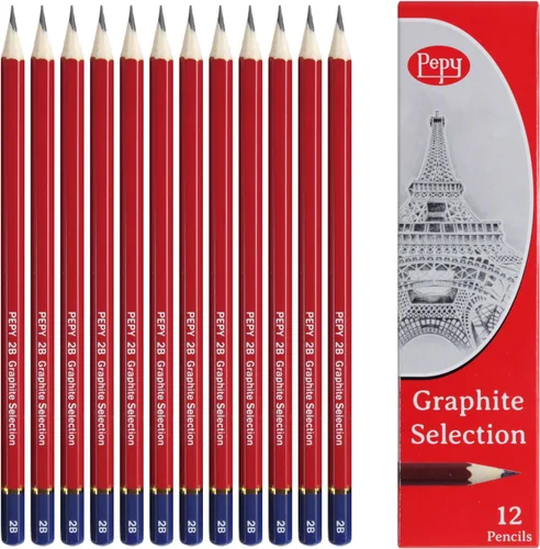 Vista 12 de Pepy Lápices de dibujo profesionales de grafito, juego de 12 lápices de plomo negros preafilados B; perfectos para dibujar, dibujar y sombrear