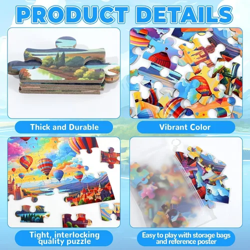 Vista 3 de Paquete de 6 rompecabezas grandes de 36 piezas, productos fáciles de demencia, Alzheimer, actividades de demencia, juego de entrenamiento de memoria