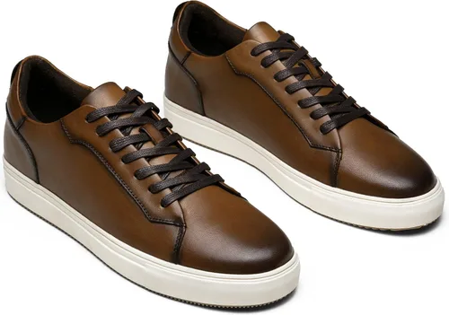 Vista 3 de Jousen Zapatos deportivos de moda para hombre, de cuero pulido, zapatos casuales de negocios con estilo retro para hombre