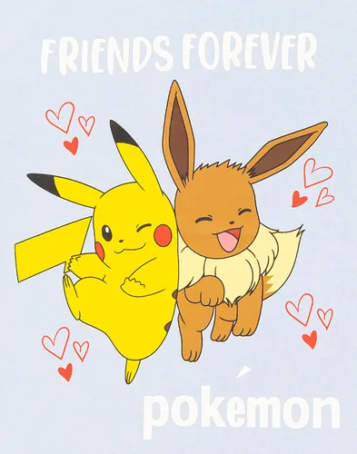 Vista 5 de Pokemon Camiseta para niñas y niños, Pikachu Eevee Friends Game Blue Top